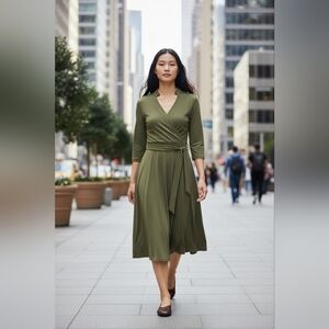 Oxiuli Fashion Elegant Chic Olive Green Women's Medium Dress NWT